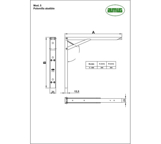 Складной кронштейн Amig белый 5-400