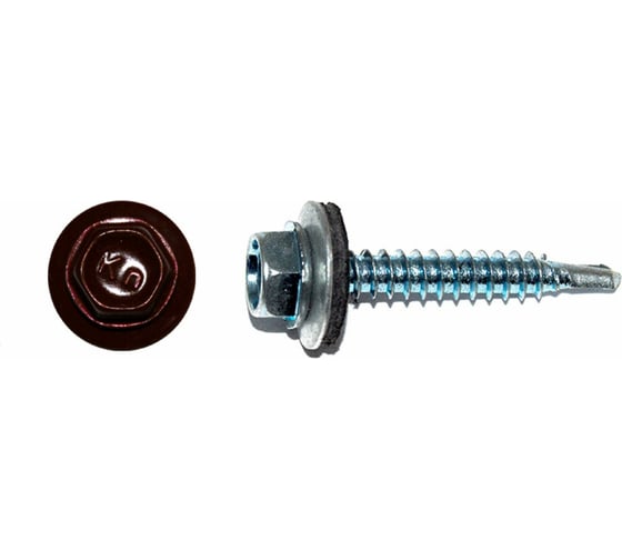 Саморезы KITKREP 5,5x25 кровельные, сверло, винно-красные RAL 3005 250 шт. RR3005-55025G1 1