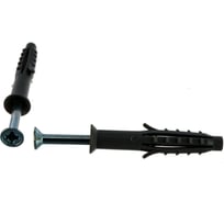 Дюбель-гвоздь KITKREP 6x40 потайной, 2 ус, "СТАНДАРТ +", черный, белый бокс 200 шт. 2531060402kkG55