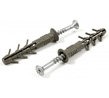 Дюбель-гвоздь KITKREP 6x40 потайной, 6 усов, "УНИКАЛЬНЫЙ", серый, белый бокс 200 шт. 2531060402kkG46