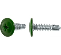 Саморезы KITKREP 4,2x16 полусфера-прессшайба, сверло, цинк, зеленый мох RAL 6005, 1000 шт. MDR600542016G2