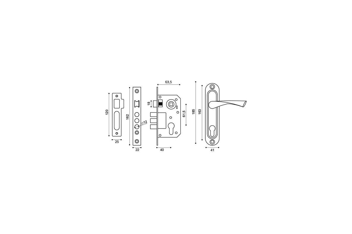 Врезной цилиндровый замок punto kit p16 4070 crona sn матовый никель 41713