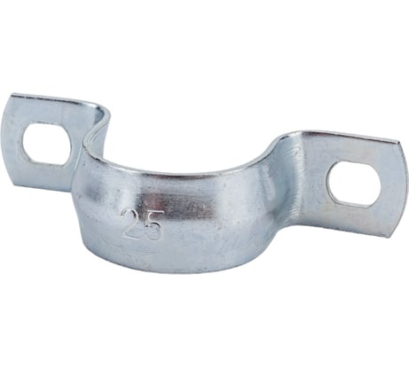 Оцинкованная скоба с двумя отверстиями Экопласт для трубы D25 мм, 5 шт. 43625-5