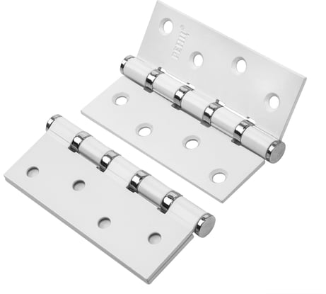 Стальная петля Ренц 100х75х2.5, 4 подшипника, без колпачков, супер белый/хром блестящий, 2 шт. IN100-4BB FH SW/CP (2шт)