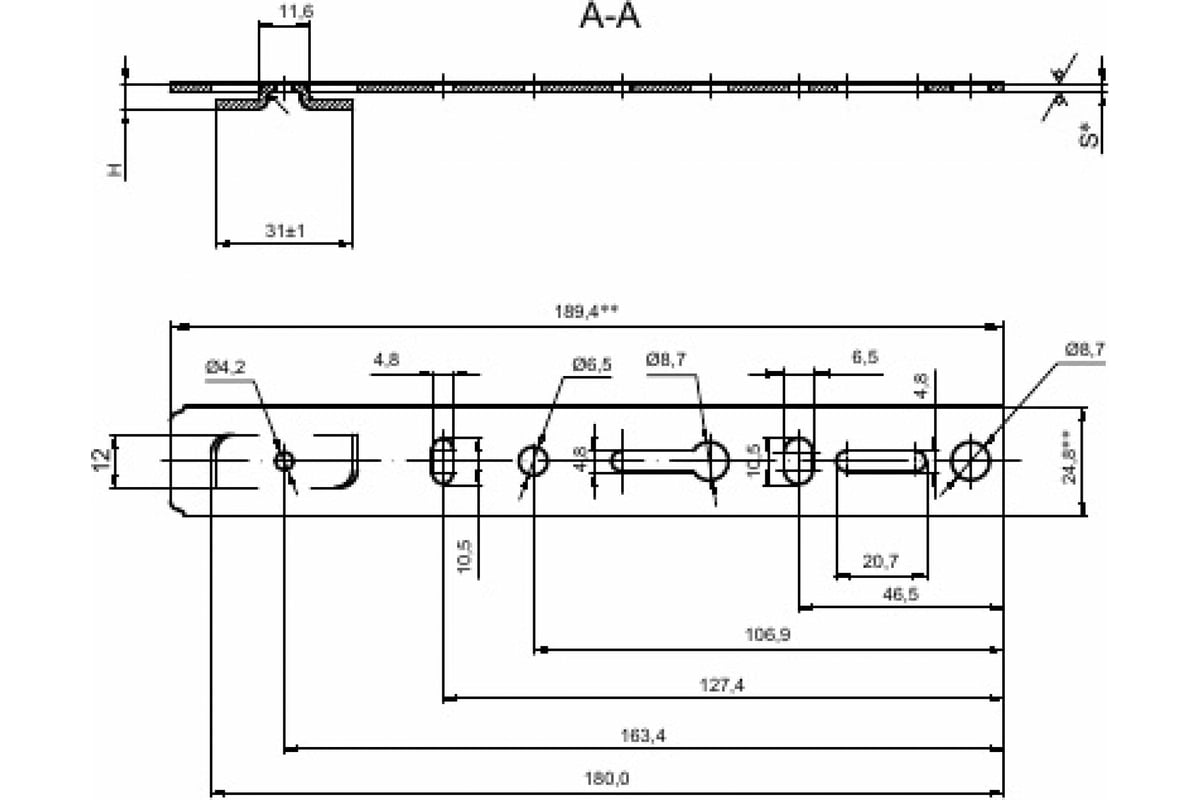 Анкерная пластина КРЕП-КОМП KBE 70 190x25 1 шт. апKBE190/70мф