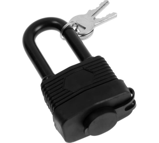 Навесной замок LOCKLAND 50 мм, влагозащищенный, длинная дужка, 2 ключа, цвет черный 5392197