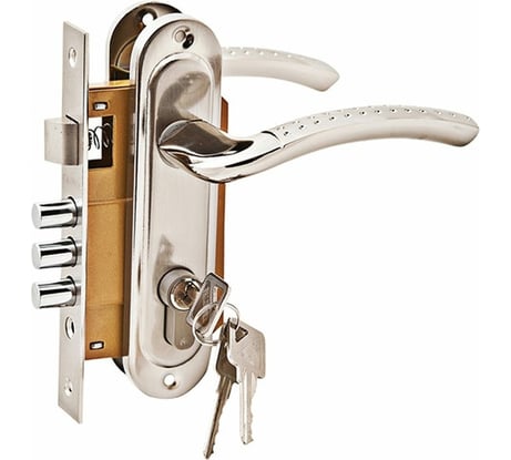 Комплект врезного замка с ручками и цилиндром PALIDORE LH 7036-59 SN, никель матовый 98760054