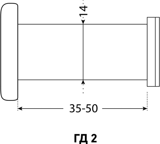 Дверной глазок Аллюр ГД-2 БШт 35-50 мм, d=14 мм, золото 1513
