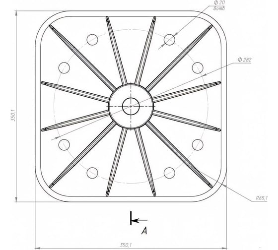 Кровельная опора с вертикальным кронштейном Fachmann SOLID FOOT 350x350 мм 04.030