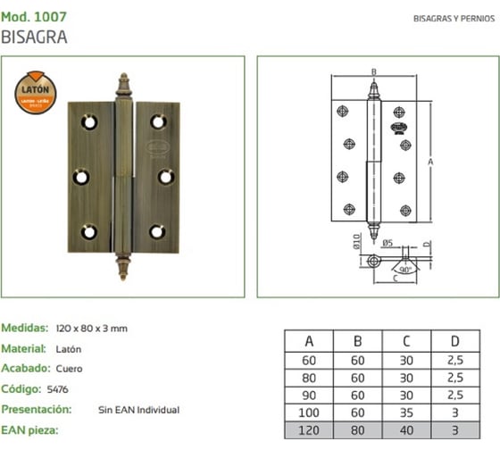 Петля Amig латунь антик IZ-правая 1007-120х80 A (IZ)