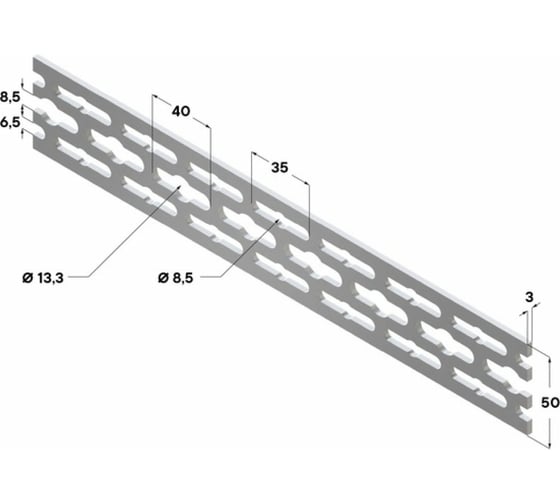 Сантехническая шина TERMOCLIP 3F 2000x50 мм 9701001