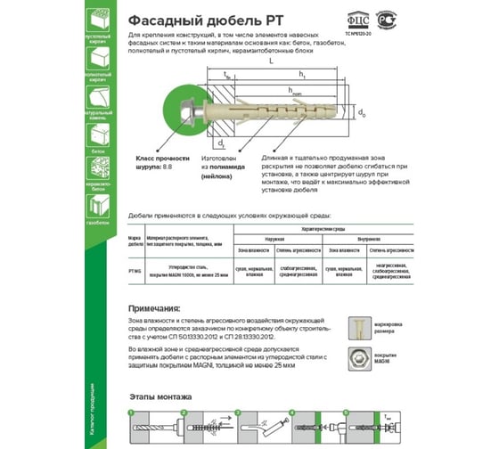 Фасадный дюбель анкер Партнер PT 10x80 цинк, 4 шт. 824917