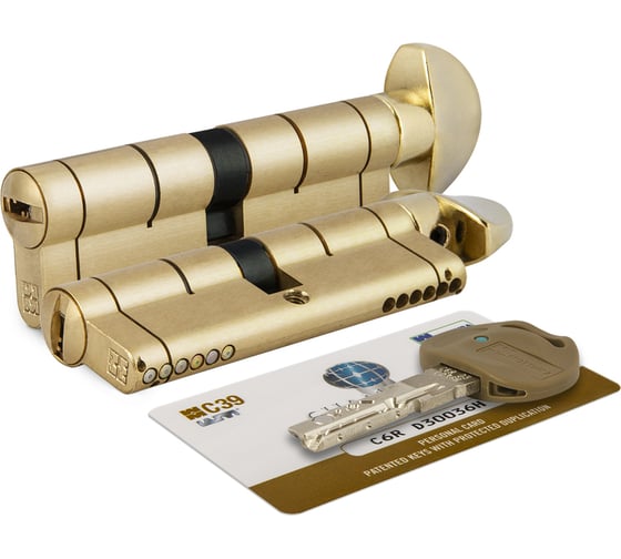 Цилиндровый механизм с вертушкой Mottura C39F464601RLC5 (92 мм/41+10+41), латунь (PVD) 44789 1