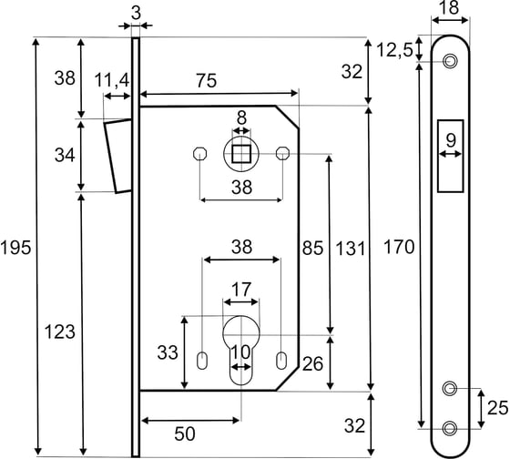 Межкомнатный механизм под цилиндр VETTORE 530 C-S MAGNET BN, чёрный никель 20403