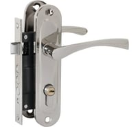 Врезной замок VETTORE 1023 NI m60Z в комплекте с ручкой и цилиндром, никель 20289