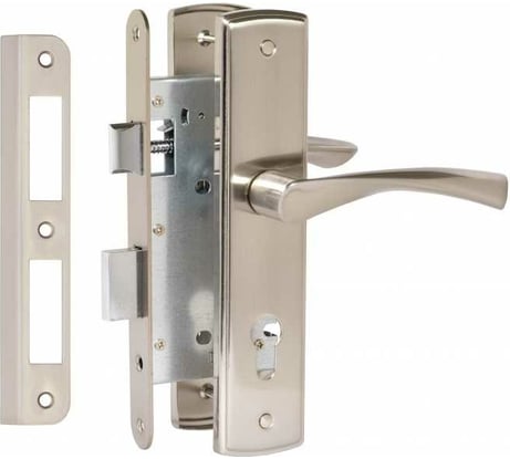 Врезной замок VETTORE 7255-2 SN в комплекте с ручкой, сатин 20282