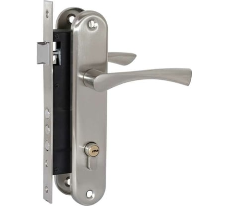 Врезной замок VETTORE 2223 SN m70Z в комплекте с ручкой и цилиндром, сатин 20287