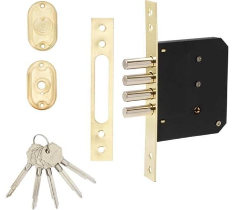 Врезной замок под крестовой ключ VETTORE 189 4MF GP, 5 ключей, золото 20321