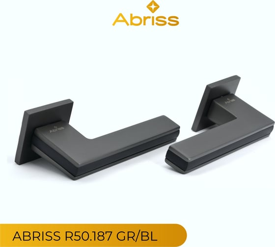 Цинковая ручка на раздельном тонком основании ABRISS R50.187 GR/BL графит/черная вставка 30013