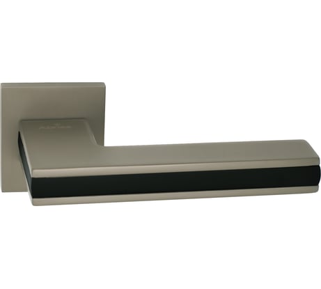 Цинковая ручка на раздельном тонком основании ABRISS R50.187 MSN/BL сатин/черная вставка 30011