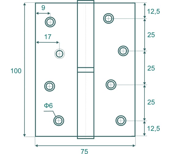 Съёмная петля VETTORE 100х75х2.5mm-1BB AB-L левая, бронза 2шт 20157