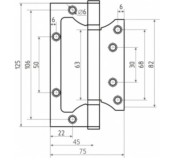 Петля накладная VETTORE FLUSH 125×75×2.5mm BN Чёрный Никель, 2шт 20636