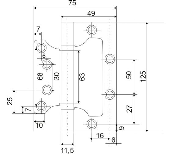 Петля накладная VETTORE FLUSH 125×75×2.5mm BN Чёрный Никель, 2шт 20636