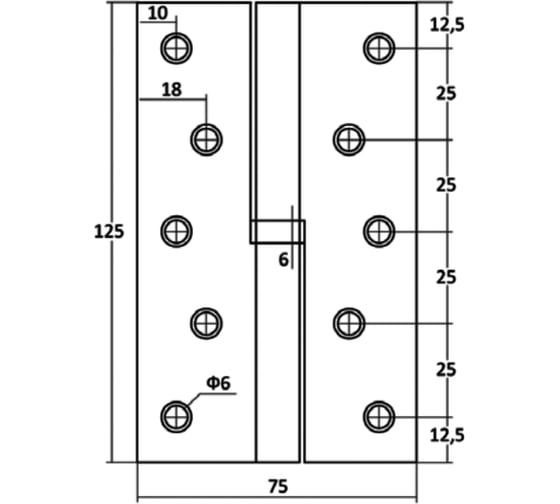 Петля съёмная VETTORE 125×75×2.5mm-1BB AB-L левая Бронза, 2шт 20630