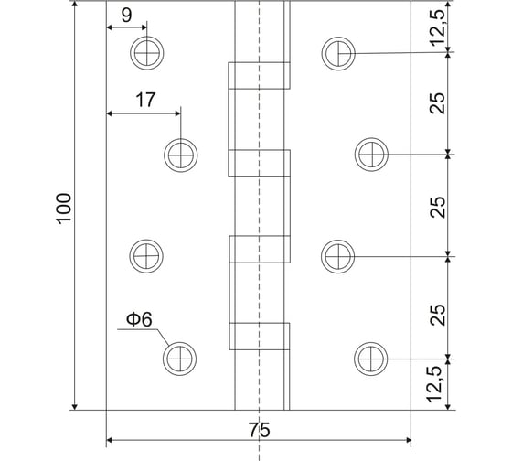 Петля универсальная VETTORE 100×75×2.5-4BB BN Чёрный Никель, 2шт 20616