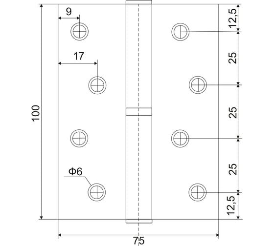 Съёмная петля VETTORE 100х75х2.5mm-1BB SN-L левая, сатин 2шт 20159