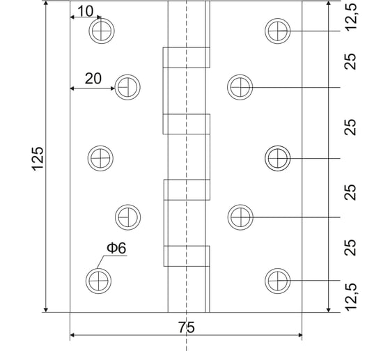 Универсальная петля VETTORE 125х75х2.5-4BB SN сатин 20175