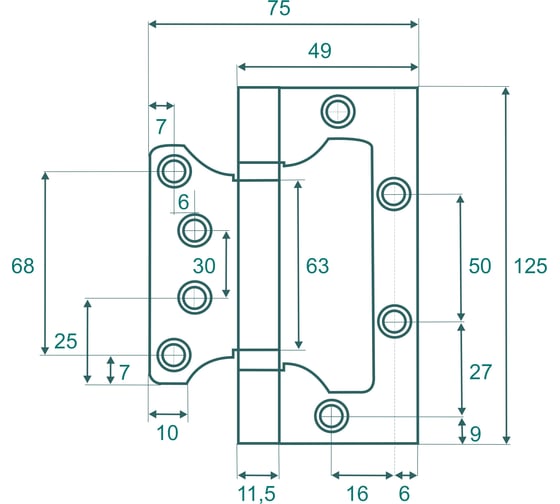 Петля накладная VETTORE FLUSH 125×75×2.5mm AB Бронза, 2шт 20635