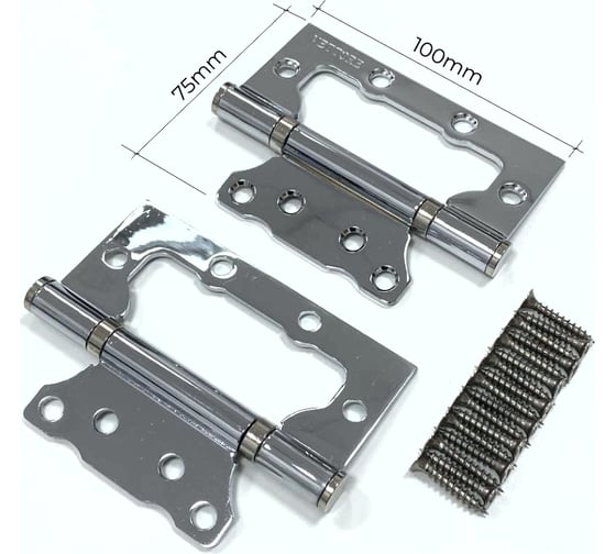 Накладная петля VETTORE FLUSH 100х75х2.5mm CP хром 2шт 20475