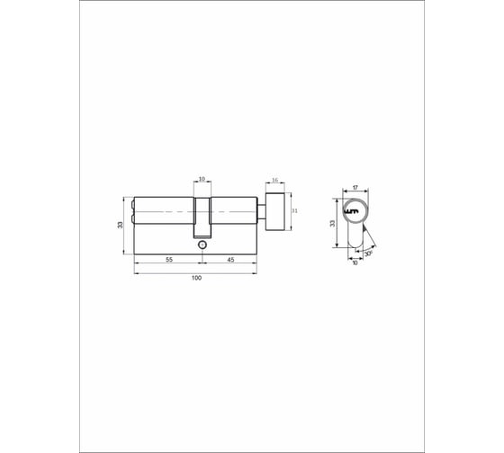 Цилиндровый механизм VETTORE ZN M100 ZС NI 45Tx55, 5 ключей, никель 20510