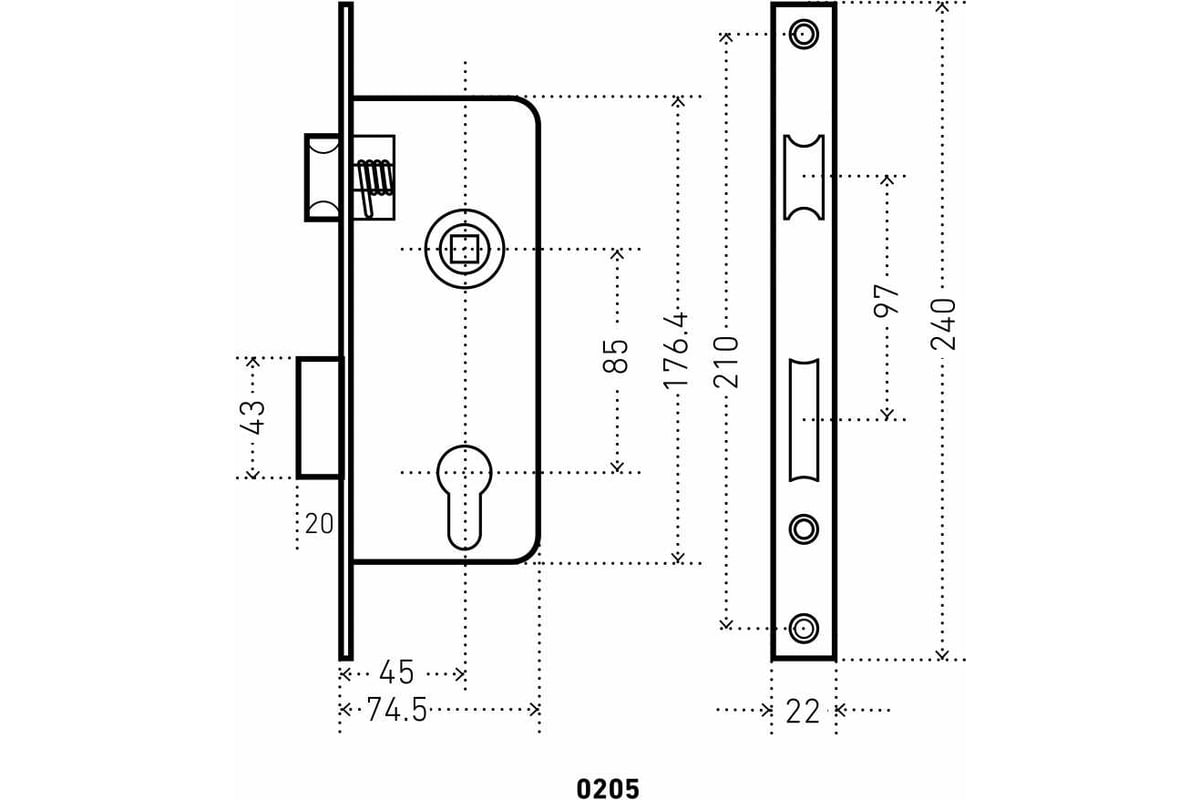 Замок врезной аллюр 0205
