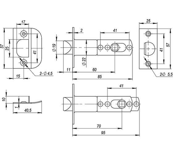 Ручка защелка Ajax 6010 BL-B (фиксатор) черный 44449