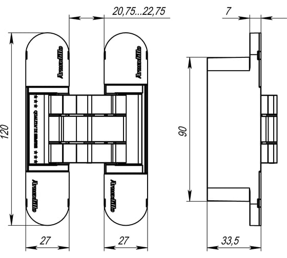 Петля скрытой установки Armadillo U3D7000 BL (12060UN3D) черный TECH, 2 шт. 44515