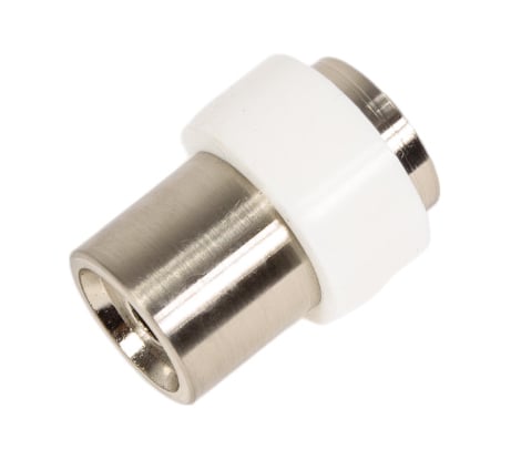 Дверной ограничитель Ренц напольный, никель матовый - белый INDS 34 SN/White