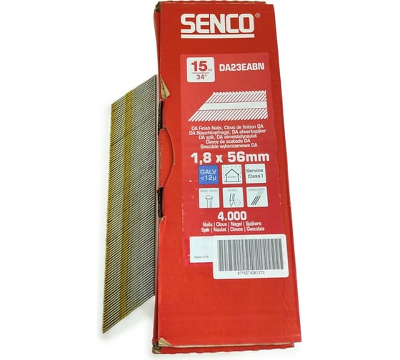 Финишные гвозди Senco DA 1.8x56 гальваника, 4000 шт. DA23EABN