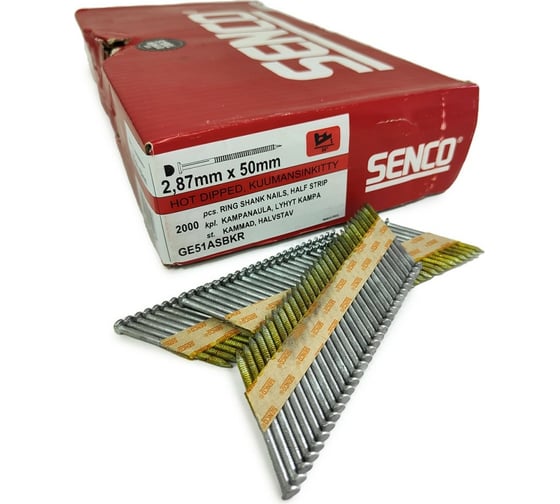 Реечные гвозди Senco D34 2.9x50 Ring HDG, ершеные, горячий цинк, 2000 шт. GE51ASBKR