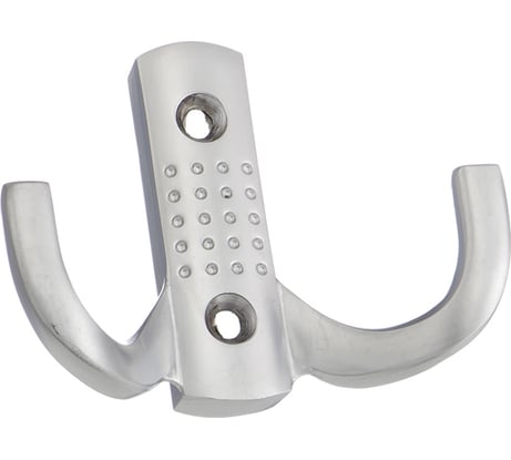 2-х рожковый крючок СКОБЯНОЙ перфорированный, матовый хром 007433