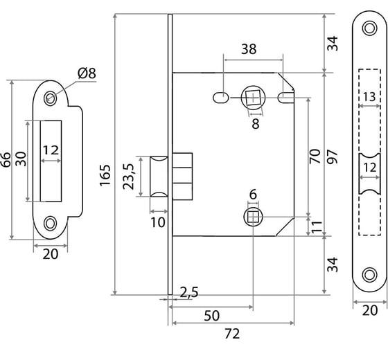 Защелка Trodos PE70 GF графит 202202