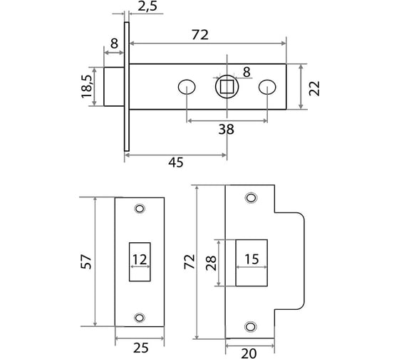 Защелка Trodos 6-45 PB золото 206001