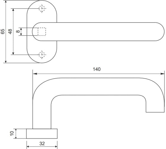 Дверная ручка на овальной розетке PALIDORE UO2203-01/8х8/INOX 98761205