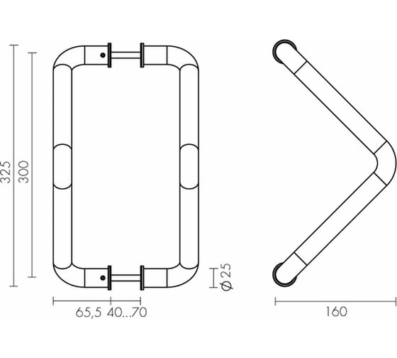 Дверная ручка-скоба PALIDORE PH-2203/25/300/INOX/M8х140 98761197
