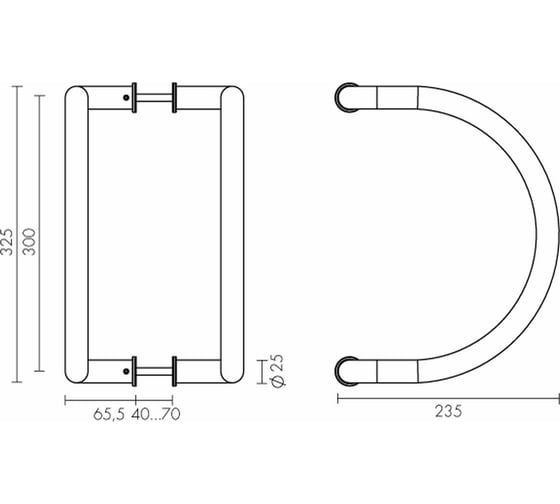 Дверная ручка-скоба PALIDORE PH-2206/25/300/INOX/M8х140 98761199