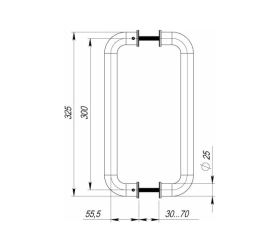 Дверная ручка-скоба PALIDORE PH-2201/25/300/INOX/M8х140 98761194