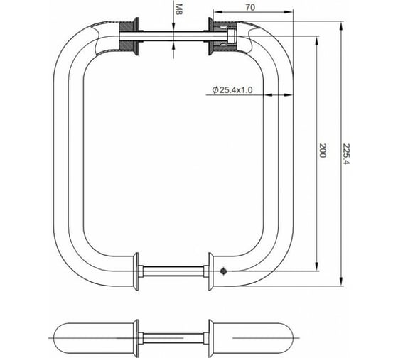 Дверная ручка-скоба PALIDORE PH-2201/25/200/INOX/M8х100 98761193
