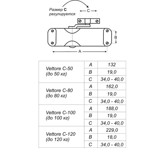 Дверной доводчик VЕTTORE C - 80 - W белый 20436