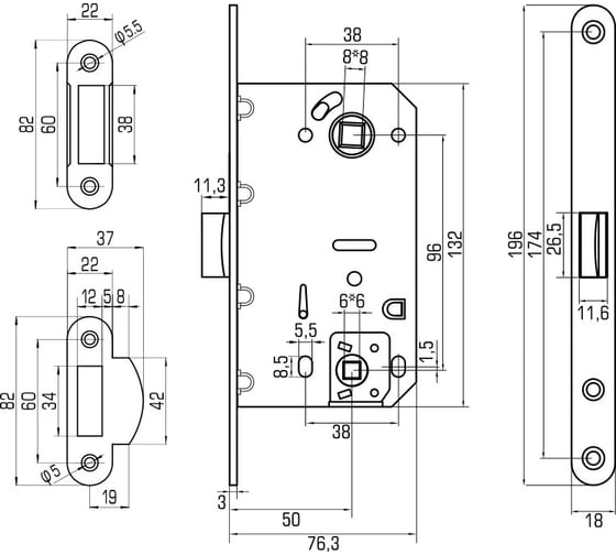 Межкомнатный замок Palladium 600 AB блистер 00011890